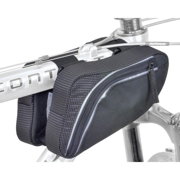 Caja de bicicleta A-R281 Bolsa de marco Frente Doble Reflejo Universal Negro
