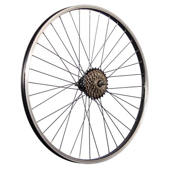 Rueda de aluminio de la rueda trasera de la bicicleta de 26 pulgadas con una rueda libre de 6 velocidades negras