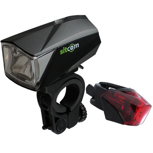 Juego de luz LED de bicicleta 50 LUG Sensor recargable delantero y trasero USB negro