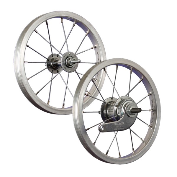 juego ruedas bici 12 pulgadas de aluminio contropedal plateado