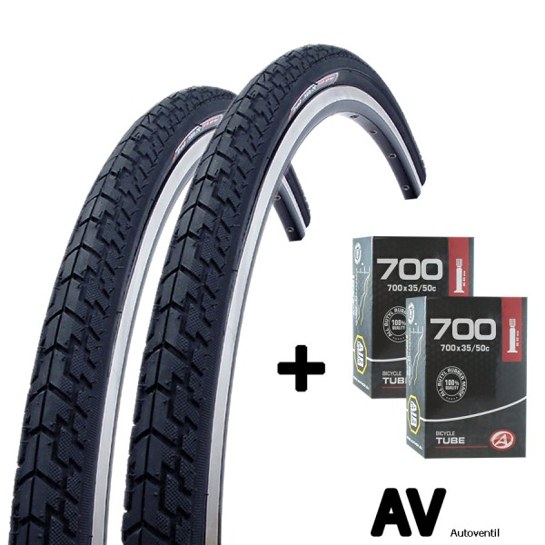 2x Fahrrad Reifen 28 Zoll 37-622 mit Schlauch AV Set für vorn und hinten