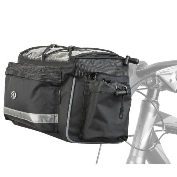 Bolsa de manillar de bicicleta A-H721 QRX7 con soporte y correa de hombro negra